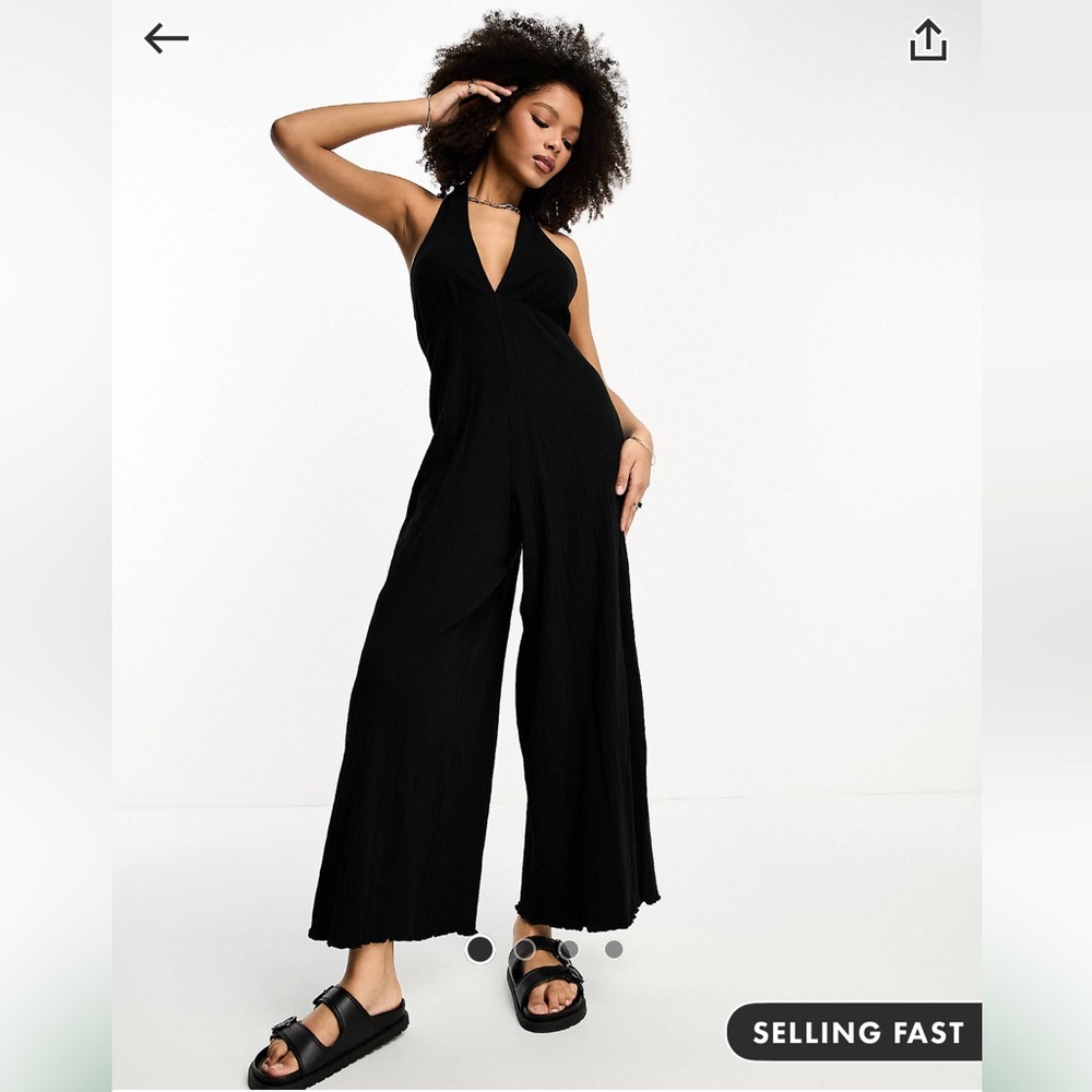 ASOS Black Halter Wide-Leg Jumpsuit